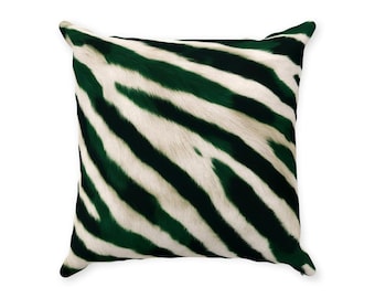 Zebra Print Throw Pillows, Exotic Animal Accent Throw Pillows, Green Hued Zebra Pillows, Porch Décor, Modern Home Décor, Minimalist Décor