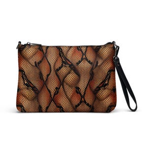Bolso bandolera de piel de serpiente, bolso de mano con estampado de serpiente del desierto en bronce, bolso de mano con estampado de serpiente en naranja y marrón, riñonera de piel, clutch con estampado animal, bolso de reptil