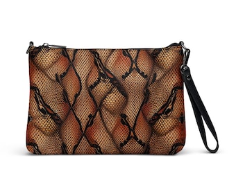 Snake Skin Crossbody Bag, Bronze Desert Snake Purse, Orange Brown Snake Pattern Side Bag, Leather Hip Bag, Animal Print Clutch, Reptile Bag