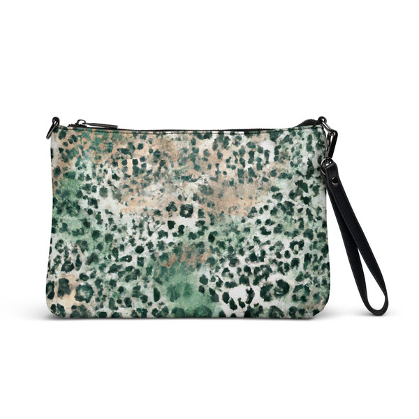 Sac crossbody Aventurine Dust, bracelet de jour comme de nuit, pochette portefeuille de téléphone, sac léopard, pochette guépard imprimé animal, bracelet en cuir