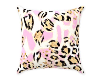 Leopard Accent Pillows, Pink Leopard Throw Pillow, Luxury Modern Home Décor, Pink Animal Accent Pillow, Animal Print Décor Housewarming Gift