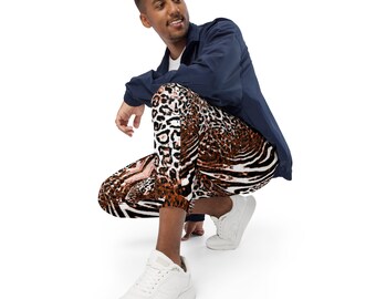 Brown Zebra Leopard Track Pants, Athleisurewear, Street Style Loungewear, Leopard Apparel, Urban  Clothing, Water Resistant Pants