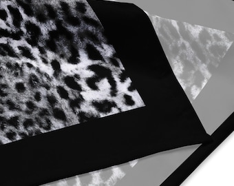 White Leopard Bandana, Festival Clothing, Black and White Handkerchief, Face Covering, Hair Bandana, Hair Scarf, Bag Accessory, Matching Set