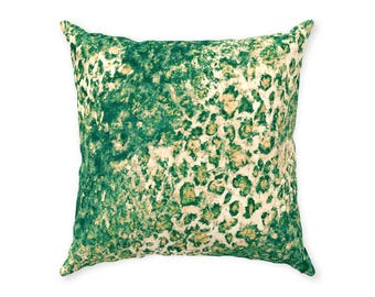 Green And Golden Hue Leopard Throw Pillows, Green Amethyst Throw Pillows, Exotic Throw Pillows, Modern Home Decor