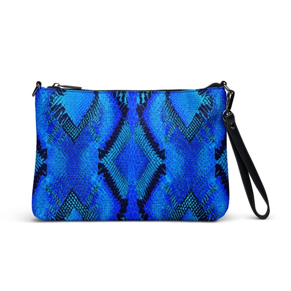 Blaue Schlangenhaut Crossbody-Tasche, Schlangen-Kupplung, blaue - Main Image