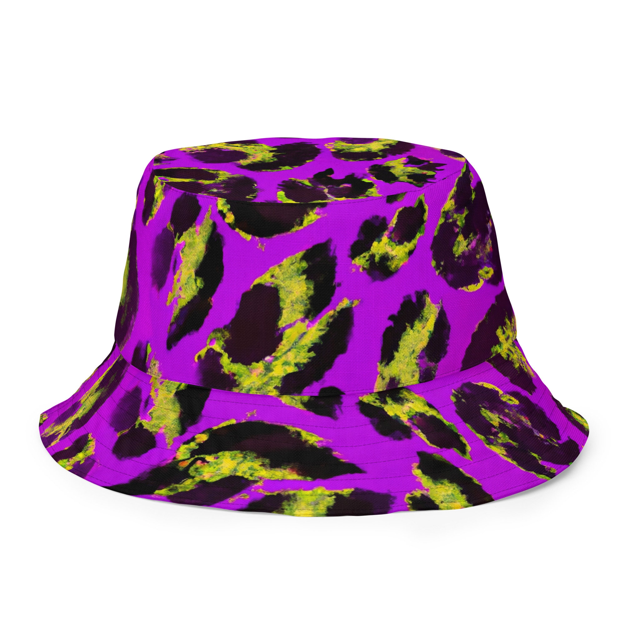 Purple, Yellow, Black, Animal Print Hat, Leopard Hat  display picture 2