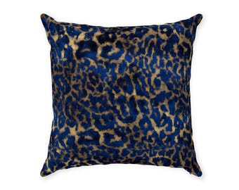 Cobalt Leopard Throw Pillows, Animal Print Accent Pillows, luscious Modern Living Room Pillow, Leopard Print Home Décor, Couch Accent Pillow