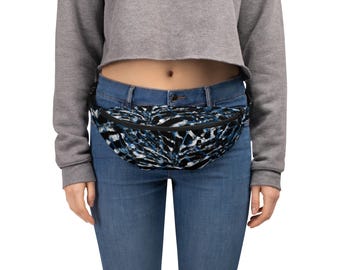 Sapphire Dark Fanny Pack, Festival Fanny Pack, Travel Bag, Vibrant Animal Print Hands-free Purse, Crossbody Bag, Matching Travel Accessories