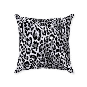White Leopard Throw Pillows, Animal Print Accent Throw Pillow, Monochrome, White and Black Leopard Throw Pillow, Leopard Home Porch Décor