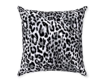 Weißer Leopard werfen Kissen, Tierdruck Akzent werfen Kissen, Monochrome, weiße und schwarze Leopard werfen Kissen, Leopard Home Porch Dekor
