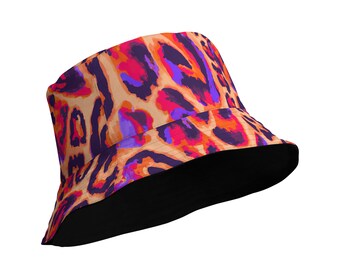Leopard Bucket Hat, Animal Print Cheetah Retro Vintage