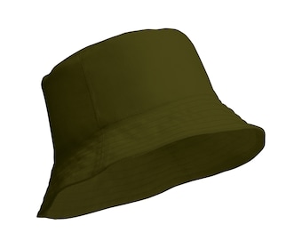 Olive Green Bucket Hat, 3 Sizes Available, Army Green Reversible Bucket Hat, Dark Green Hat, Moisture-Wicking Beach Hat, Classic Bucket Hat