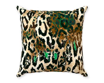 Emerald Intensity Throw Pillows, Luxury Animal Print Pillow, Accent Throw Pillow, Modern Home Decor, Green Leopard Pillow, Housewarming Gift