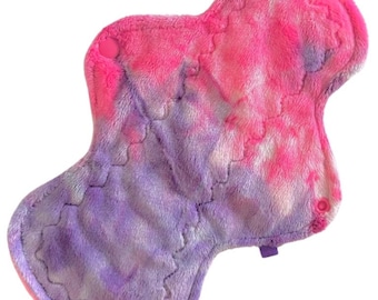 Reusable Cloth Menstrual Pad | Ecofriendly Period Pad | Postpartum Cloth Pad | Extra Soft Minky | Pink and Purple Tie Dye