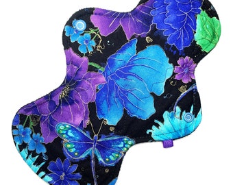 Custom Reusable Period Pad | Cloth Menstrual Pad Eco Friendly | Postpartum Pad | Purple and Blue Floral