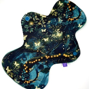 Reusable Cloth Menstrual Pad Period Pad Postpartum Pad Cloth Pad Custom Made Extra Soft Bamboo Spandex Glowing Mythical Firefly Forest