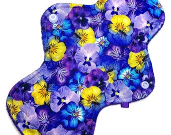 Almohadilla menstrual de tela reutilizable Almohadilla ecológica Almohadilla posparto Almohadilla de incontinencia Almohadilla de tela Estilo personalizado Pensamientos morados y amarillos