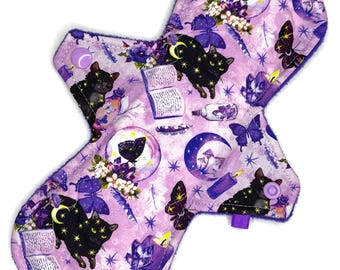 Reusable Cloth Menstrual Pad Period Pad Ecofriendly Pad Postpartum Pad Incontinence Pad Cloth Pad Custom Style Witchy Halloween Black Cats