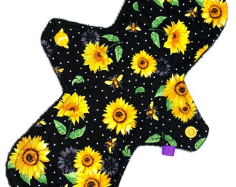 Compresa menstrual de tela reutilizable Compresa menstrual ecológica Compresa posparto Compresa para incontinencia Compresa de tela Estilo personalizado Girasoles y abejas