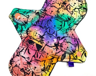 Almohadilla Menstrual de tela reutilizable, almohadilla ecológica, almohadilla posparto, almohadilla de incontinencia, almohadilla de tela, estilo personalizado, gatos de acuarela