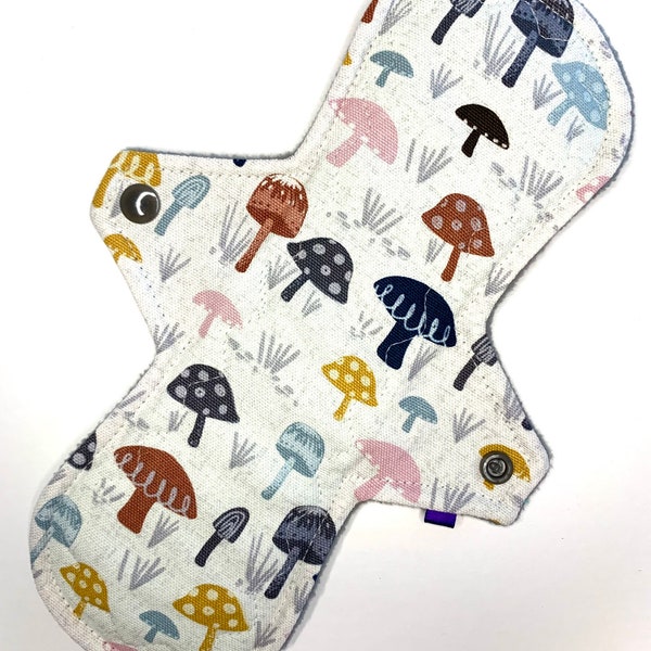 Reusable Cloth Menstrual Pad Period Pad Ecofriendly Pad Postpartum Pad Incontinence Pad Cloth Pad Custom Multicolored Mushrooms Cottagecore