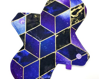 Almohadilla menstrual de tela reutilizable, almohadilla ecológica, almohadilla posparto, almohadilla de incontinencia, almohadilla de tela, estilo personalizado, galaxia púrpura geométrica