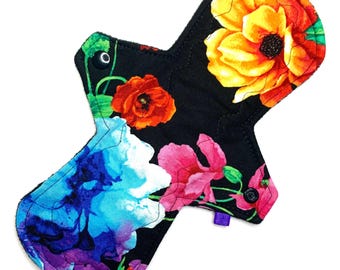 Custom Reusable Period Pad | Cloth Menstrual Pad Eco Friendly | Postpartum Pad |  Black Floral