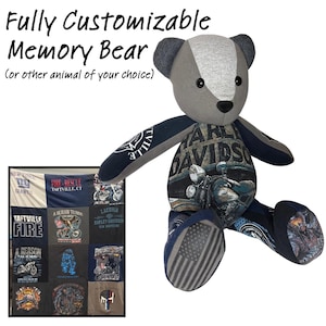 Memory Bear or Memory Animal Fully Customizable Made to Order