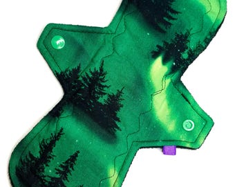 Reusable Cloth Menstrual Pad Period Pad Ecofriendly Pad Postpartum Pad Incontinence Pad Cloth Pad Custom Style Green Aurora Northern Lights