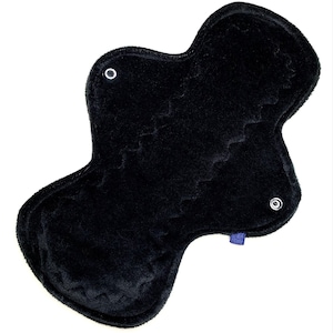 Reusable Cloth Menstrual Pad, Period Pad, Ecofriendly Pad, Postpartum Pad, Incontinence Pad - Extra Soft Bamboo Velour Solid Black