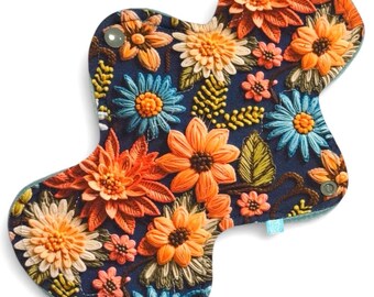 Compresa menstrual reutilizable personalizada / Compresa menstrual de tela ecológica / Compresa posparto / Flores bordadas