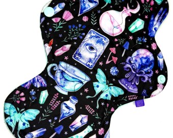 Custom Reusable Period Pad | Cloth Menstrual Pad Eco Friendly | Postpartum Pad | Witchy Spells and Mushrooms