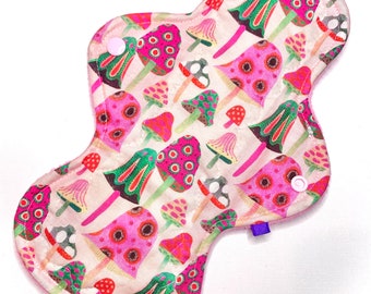 Reusable Cloth Menstrual Pad Period Pad Ecofriendly Pad Postpartum Pad Incontinence Pad Cloth Pad Custom Style Pink Mushrooms Cottagecore