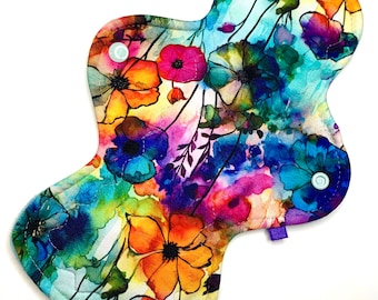 Custom Reusable Period Pad | Cloth Menstrual Pad Eco Friendly | Bamboo Spandex | Postpartum Pad |  Floral Alcohol Ink