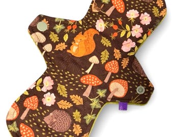 Compresa menstrual de tela reutilizable Compresa para el período Compresa ecológica Compresa posparto Compresa para la incontinencia Compresa de tela Animales del bosque y setas