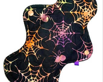 Reusable Cloth Menstrual Pad Period Pad Ecofriendly Pad Postpartum Pad Incontinence Pad Cloth Pad Custom Style Spider Webs Halloween