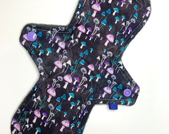 Reusable Cloth Menstrual Pad Period Pad Ecofriendly Pad Postpartum Pad Incontinence Pad Cloth Pad Custom Style Purple Mushrooms Cottagecore