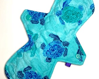 Reusable Cloth Menstrual Pad Period Pad Ecofriendly Pad Postpartum Pad Incontinence Pad Cloth Pad Custom Style Flannel Sea Turtles