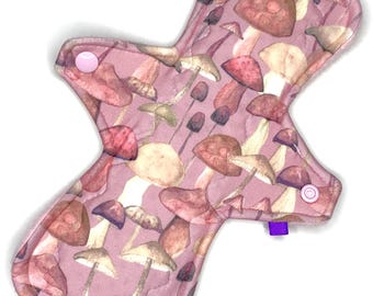 Custom Reusable Period Pad | Cloth Menstrual Pad Eco Friendly | Extra Soft Knit Fabric | Postpartum Pad |  Pink Mushrooms