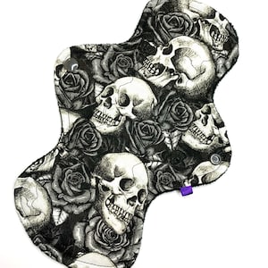 Reusable Cloth Menstrual Pad Period Pad Ecofriendly Pad Postpartum Pad Incontinence Pad Cloth Pad Custom Style Skulls and Roses Halloween