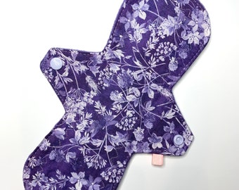 Almohadilla menstrual de tela reutilizable, almohadilla ecológica, almohadilla posparto, almohadilla de incontinencia, almohadilla de tela, estilo personalizado, flores florales moradas