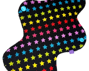 Custom Reusable Period Pad | Cloth Menstrual Pad Eco Friendly | Soft Knit Fabric | Postpartum Pad |  Rainbow Stars