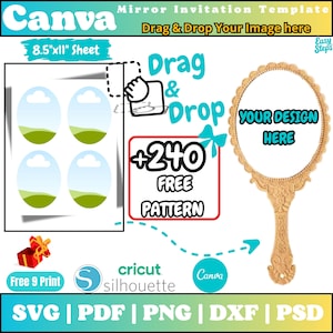 modèle d'invitation de miroir, invitation de princesse premier anniversaire, invitation de princesse pdf, miroir d'invitation de quinceanera, modèle de miroir