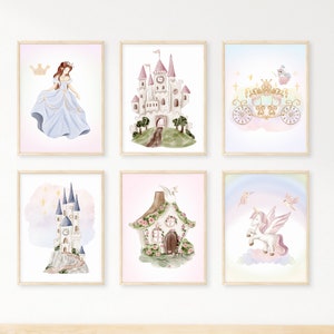 Princess Wall Art, Girls Princess Room, Princess Nursery, Fairytale Print, Princess Art, Girls Princess Room Decor, Princess Castle Cottage