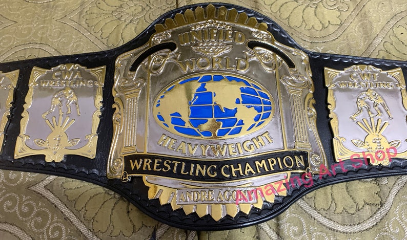 USWA Unified World Wrestling Heavyweight Championship Belt 4mm Zinc ...