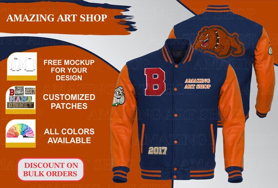 Chaqueta de béisbol personalizada personalizada Varsity Letterman Bordado  Parches Chaqueta de moda, chaqueta bomber, chaqueta universitaria -   México