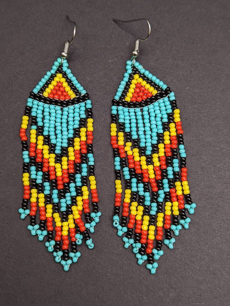 Handmade Native American Style Earrings Ethnic Beaded Etsy Canada