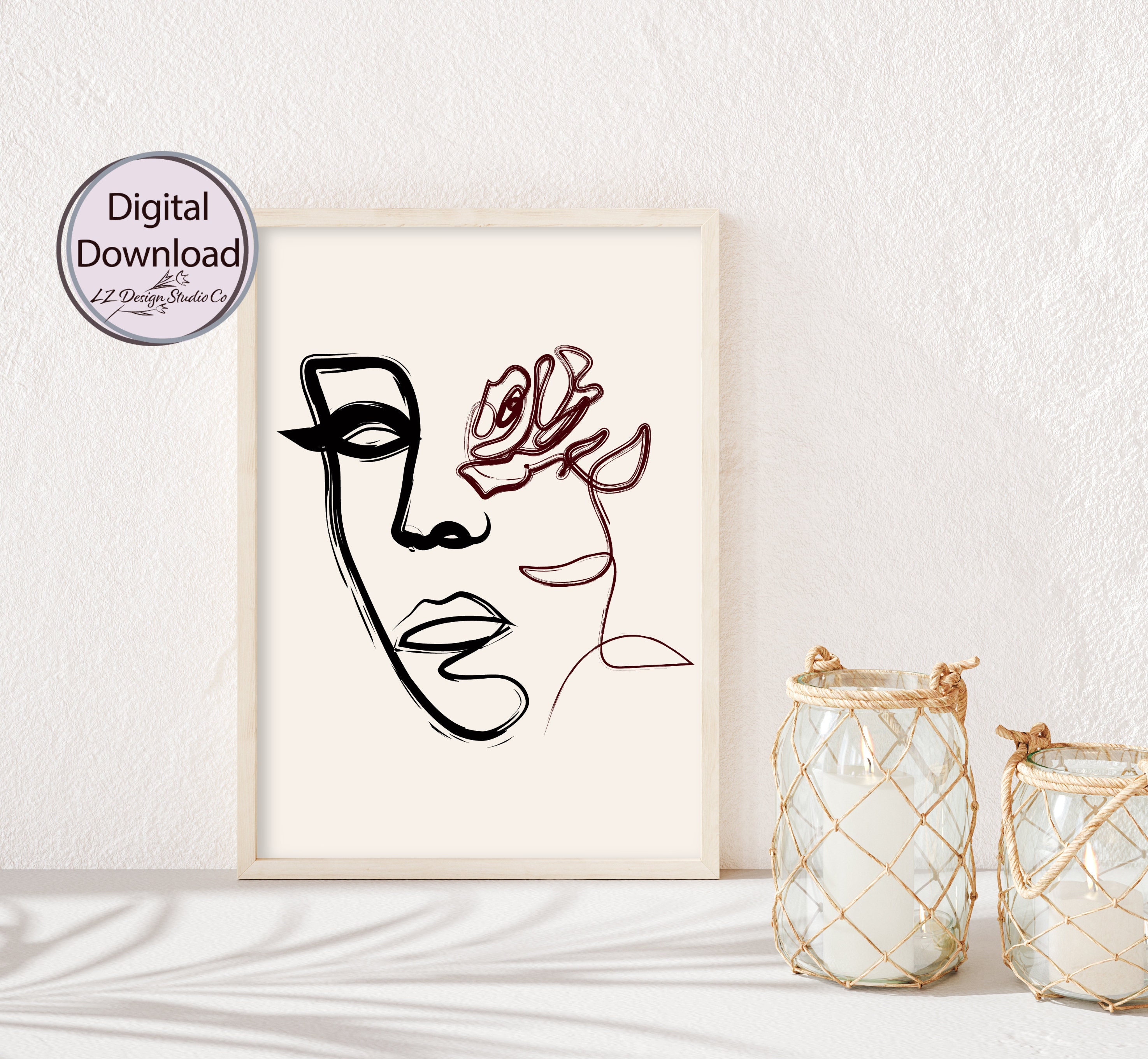Modern Minimalist Gallery Wall Set Burgundy and Beige Art Set Etsy