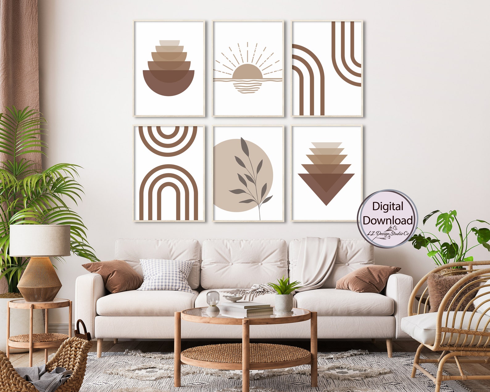 Geometric Mid Century Gallery Wall Art Minimalist Wall Art Etsy