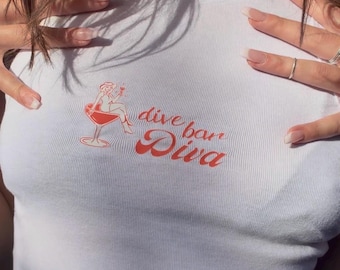Dive Bar Diva vintage martini girl tank top | Y2K retro bar graphic